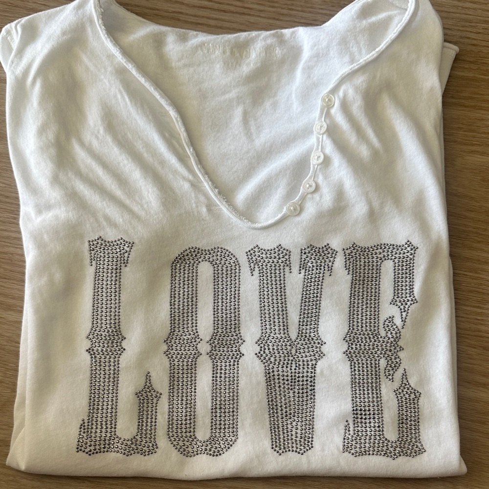 Zadig & Voltaire White Tee with strass ‘LOVE' Print - Picture 4 of 4